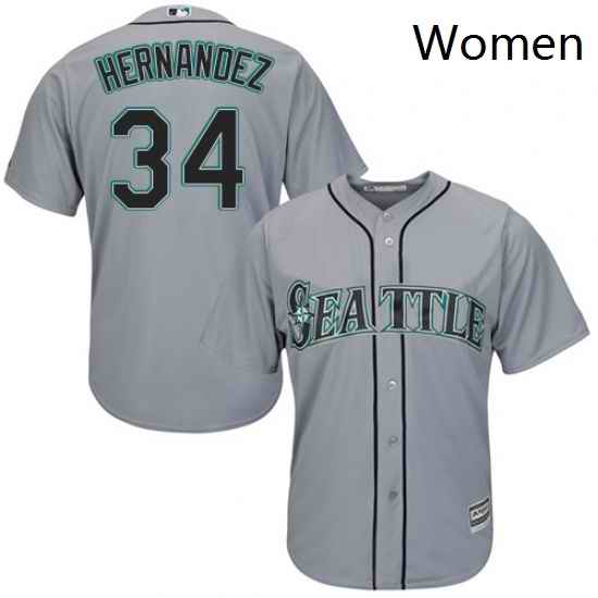 Womens Majestic Seattle Mariners 34 Felix Hernandez Replica Grey Road Cool Base MLB Jersey